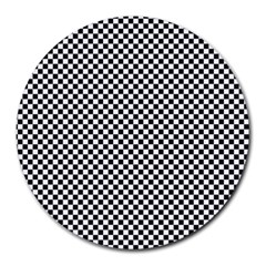 Sports Racing Chess Squares Black White Round Mousepads by EDDArt