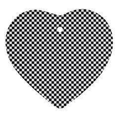 Sports Racing Chess Squares Black White Ornament (heart) 