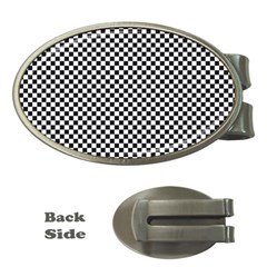 Sports Racing Chess Squares Black White Money Clips (oval)  by EDDArt