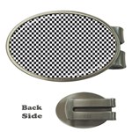 Sports Racing Chess Squares Black White Money Clips (Oval)  Front