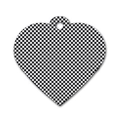 Sports Racing Chess Squares Black White Dog Tag Heart (two Sides) by EDDArt