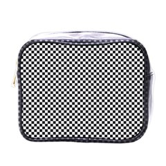 Sports Racing Chess Squares Black White Mini Toiletries Bags by EDDArt