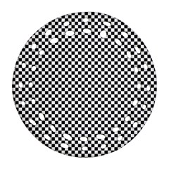 Sports Racing Chess Squares Black White Ornament (round Filigree)  by EDDArt