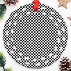 Sports Racing Chess Squares Black White Round Filigree Ornament (2side) by EDDArt