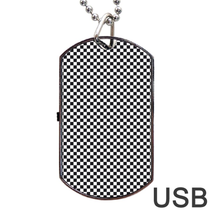 Sports Racing Chess Squares Black White Dog Tag USB Flash (Two Sides) 