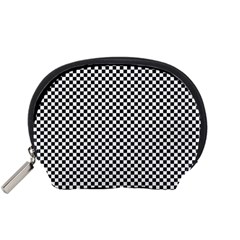 Sports Racing Chess Squares Black White Accessory Pouches (small)  by EDDArt