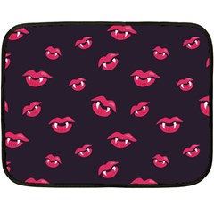 Pattern Of Vampire Mouths And Fangs Fleece Blanket (mini) by CreaturesStore