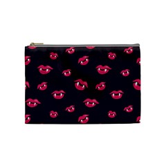 Pattern Of Vampire Mouths And Fangs Cosmetic Bag (medium)  by CreaturesStore