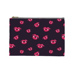 Pattern Of Vampire Mouths And Fangs Cosmetic Bag (large)  by CreaturesStore