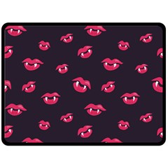 Pattern Of Vampire Mouths And Fangs Fleece Blanket (large)  by CreaturesStore