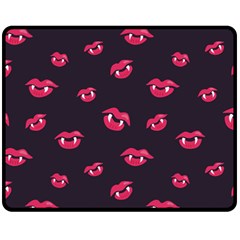 Pattern Of Vampire Mouths And Fangs Fleece Blanket (medium)  by CreaturesStore