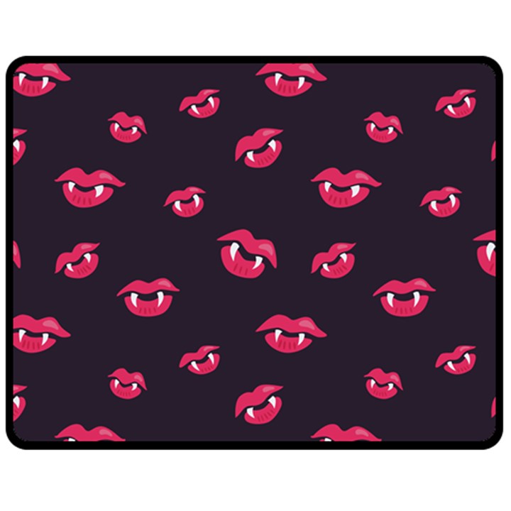 Pattern Of Vampire Mouths And Fangs Fleece Blanket (Medium) 