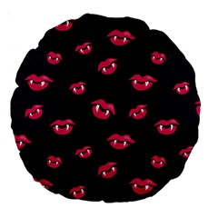 Pattern Of Vampire Mouths And Fangs Large 18  Premium Round Cushions by CreaturesStore