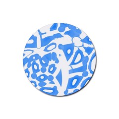 Blue Summer Design Rubber Round Coaster (4 Pack)  by Valentinaart