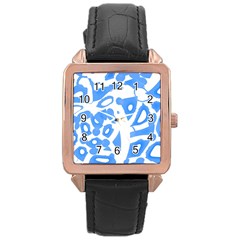 Blue Summer Design Rose Gold Leather Watch  by Valentinaart