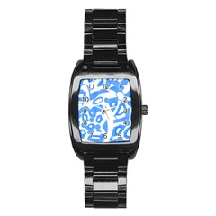 Blue Summer Design Stainless Steel Barrel Watch by Valentinaart