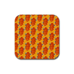 Bugs Eat Autumn Leaf Pattern Rubber Coaster (square)  by CreaturesStore