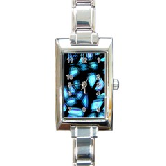 Blue Light Rectangle Italian Charm Watch by Valentinaart