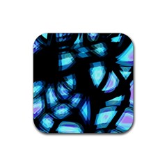 Blue Light Rubber Coaster (square)  by Valentinaart