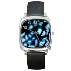 Blue Light Square Metal Watch by Valentinaart