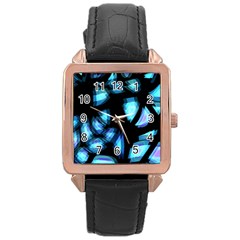 Blue Light Rose Gold Leather Watch  by Valentinaart