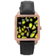 Yellow Light Rose Gold Leather Watch  by Valentinaart