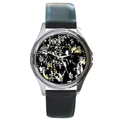 Little Bit Of Yellow Round Metal Watch by Valentinaart