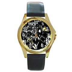 Little Bit Of Yellow Round Gold Metal Watch by Valentinaart