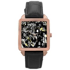 Little Bit Of Yellow Rose Gold Leather Watch  by Valentinaart