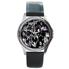 Little Bit Of Purple Round Metal Watch by Valentinaart