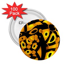 Yellow Design 2 25  Buttons (100 Pack) 