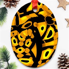 Yellow Design Oval Ornament (two Sides)