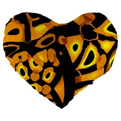 Yellow Design Large 19  Premium Heart Shape Cushions by Valentinaart