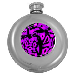 Purple Design Round Hip Flask (5 Oz) by Valentinaart