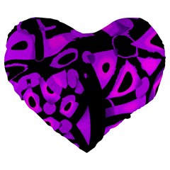 Purple Design Large 19  Premium Flano Heart Shape Cushions by Valentinaart