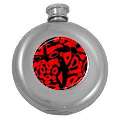 Red Design Round Hip Flask (5 Oz) by Valentinaart