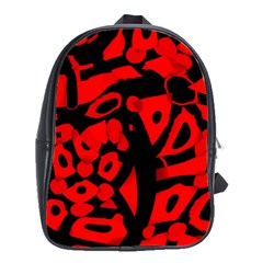 Red Design School Bags(large)  by Valentinaart