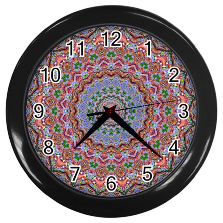 Abstract Painting Mandala Salmon Blue Green Wall Clocks (Black)