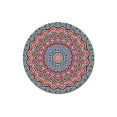 Abstract Painting Mandala Salmon Blue Green Magnet 3  (round) by EDDArt