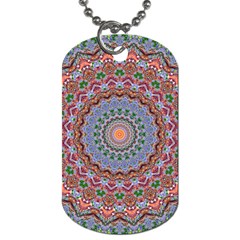 Abstract Painting Mandala Salmon Blue Green Dog Tag (one Side) by EDDArt