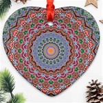 Abstract Painting Mandala Salmon Blue Green Heart Ornament (2 Sides) Front