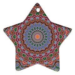 Abstract Painting Mandala Salmon Blue Green Star Ornament (two Sides)  by EDDArt