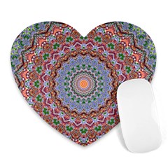 Abstract Painting Mandala Salmon Blue Green Heart Mousepads by EDDArt