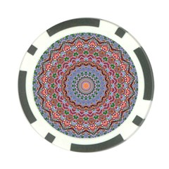 Abstract Painting Mandala Salmon Blue Green Poker Chip Card Guards by EDDArt