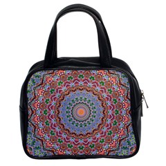 Abstract Painting Mandala Salmon Blue Green Classic Handbags (2 Sides) by EDDArt