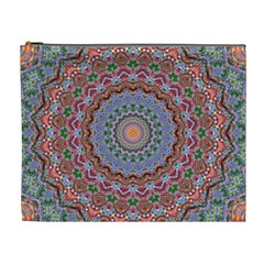 Abstract Painting Mandala Salmon Blue Green Cosmetic Bag (xl) by EDDArt