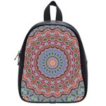 Abstract Painting Mandala Salmon Blue Green School Bags (Small)  Front