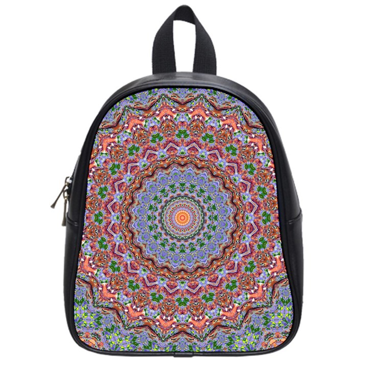 Abstract Painting Mandala Salmon Blue Green School Bags (Small) 