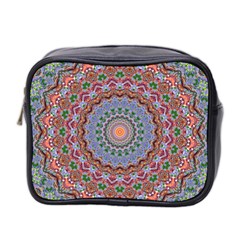 Abstract Painting Mandala Salmon Blue Green Mini Toiletries Bag 2-side by EDDArt