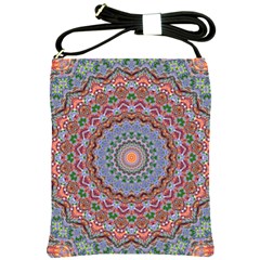 Abstract Painting Mandala Salmon Blue Green Shoulder Sling Bags by EDDArt